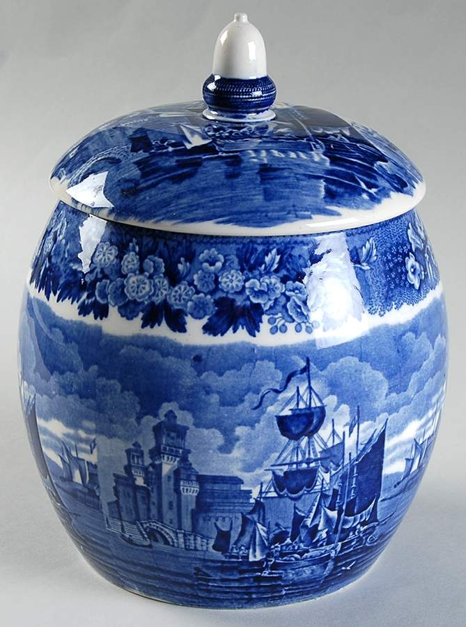 Ferrara Blue (No Trim) Biscuit Barrel & Lid by Wedgwood-1