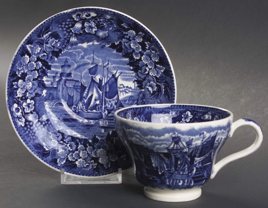 Ferrara Blue (No Trim) Footed Cup & Saucer Set by Wedgwood-1