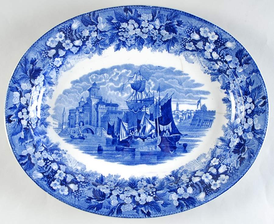 Ferrara Blue (No Trim) 14" Oval Serving Platter by Wedgwood-1