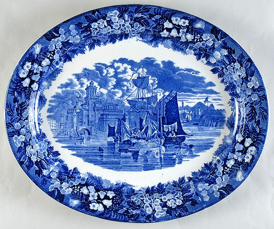 Ferrara Blue (No Trim) 18" Oval Serving Platter by Wedgwood-1