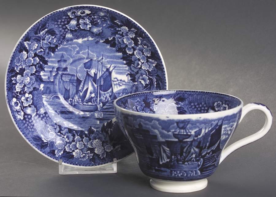 Ferrara Blue (No Trim) Footed Cup & Saucer Set by Wedgwood-1