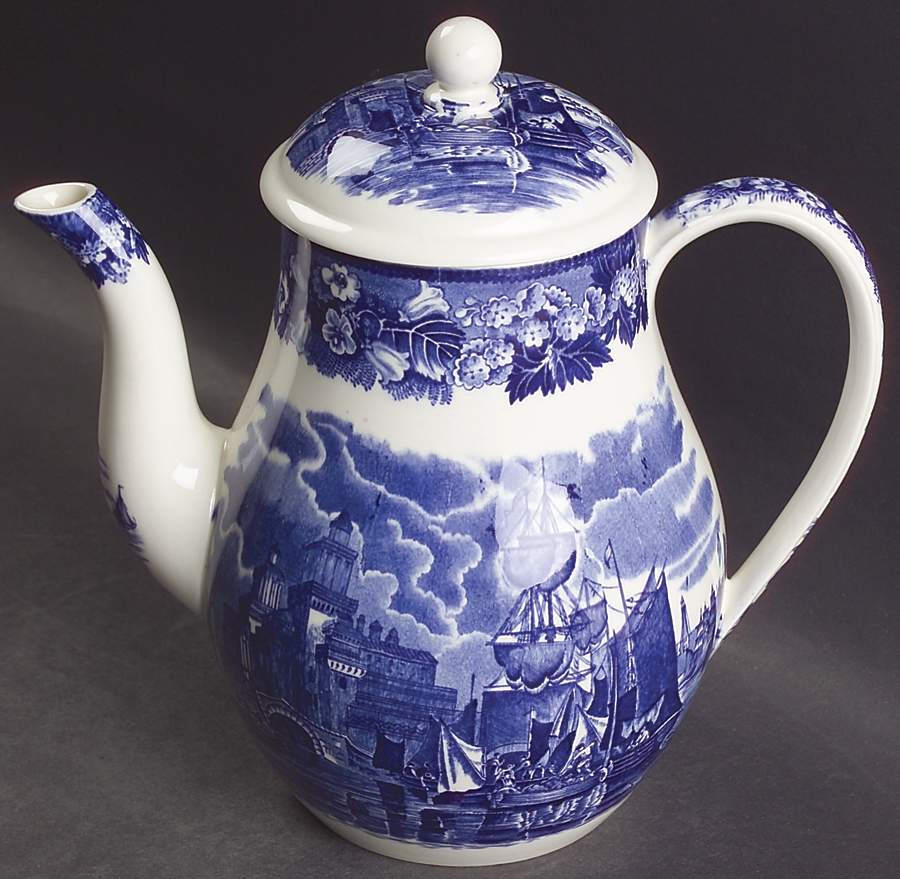 Ferrara Blue (No Trim) Coffee Pot & Lid by Wedgwood-1