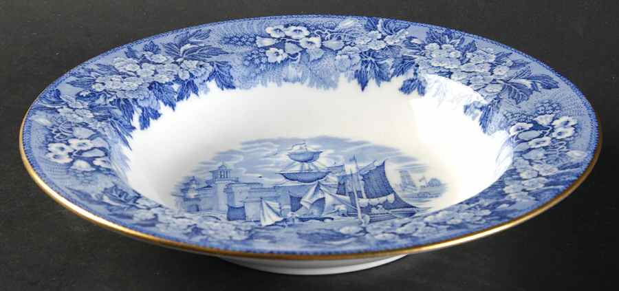 Ferrara Blue (Gold Trim) Rim Soup Bowl by Wedgwood-1