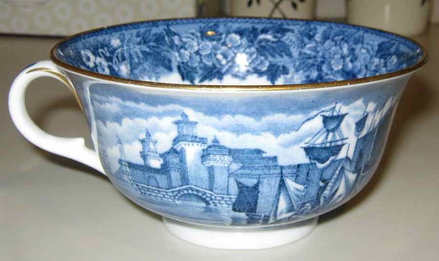 Ferrara Blue (Gold Trim) Footed Cup by Wedgwood-1