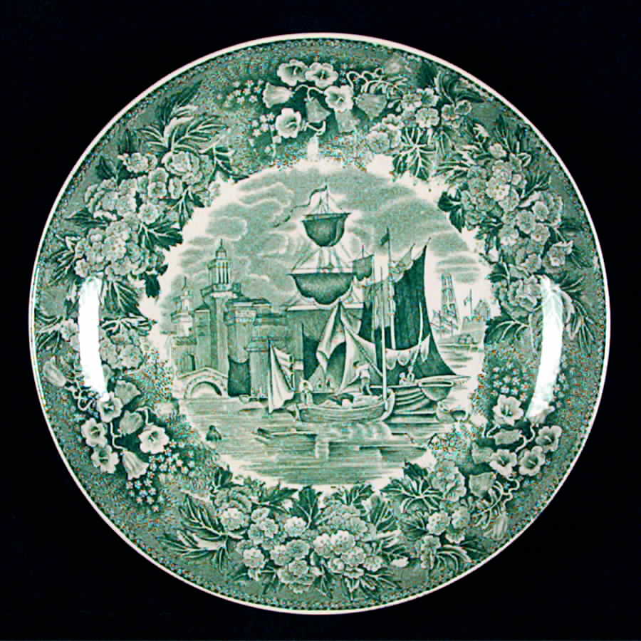 Ferrara Green (No Trim) Saucer for Cream Soup Bowl by Wedgwood-1