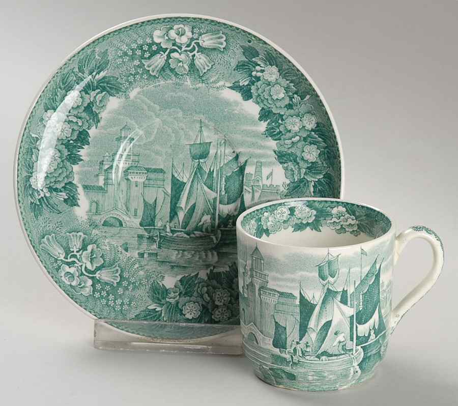 Ferrara Green (No Trim) Flat Demitasse Cup & Saucer Set by Wedgwood-1