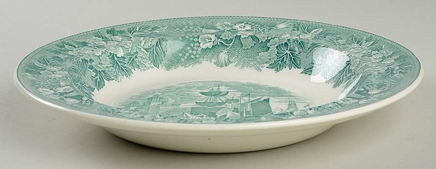 Ferrara Green (No Trim) Rim Soup Bowl by Wedgwood-1