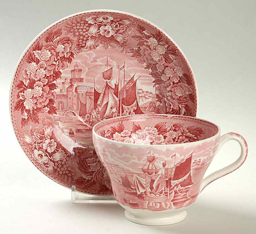 Ferrara Pink (No Trim) Footed Cup & Saucer Set by Wedgwood-1