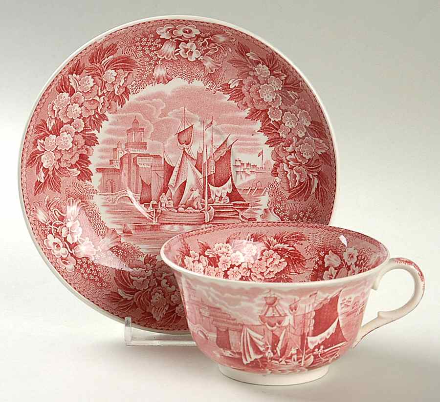 Ferrara Pink (No Trim) Flat Cup & Saucer Set by Wedgwood-1