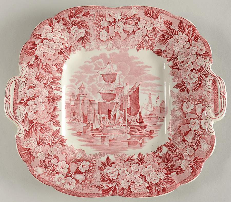 Ferrara Pink (No Trim) Square Handled Cake Plate by Wedgwood-1