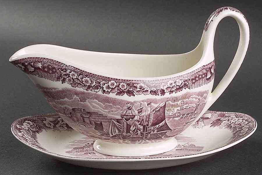 Ferrara Plum (No Trim) Gravy Boat & Underplate by Wedgwood-1