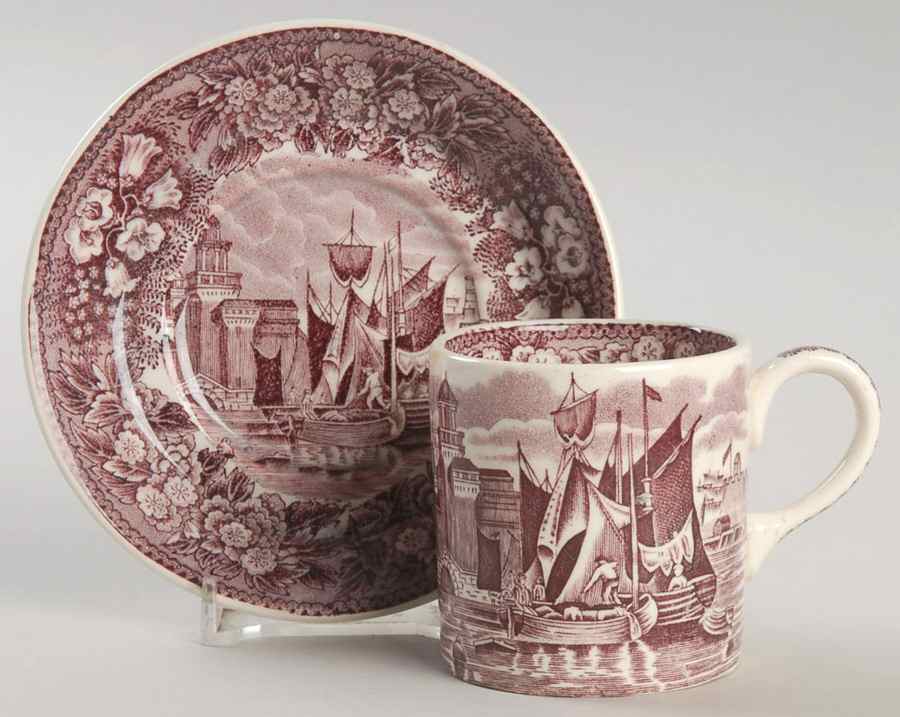 Ferrara Plum (No Trim) Bond Shape Demitasse Cup and Saucer Set by Wedgwood-1