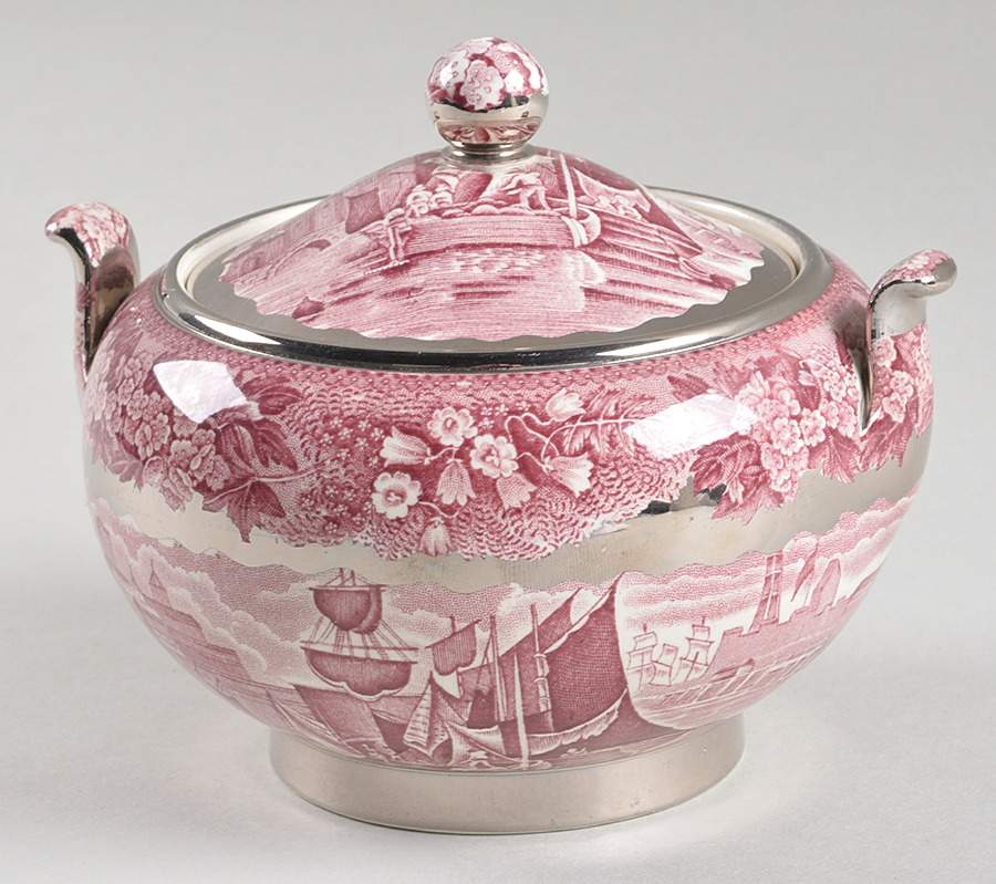 Ferrara Plum (Silver Lustre) Sugar Bowl & Lid by Wedgwood-1