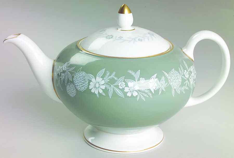 Fieldfare Green Teapot & Lid by Wedgwood-1