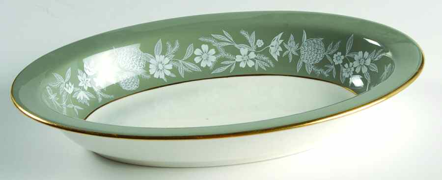 Fieldfare Green 10" Oval Vegetable Bowl by Wedgwood-1