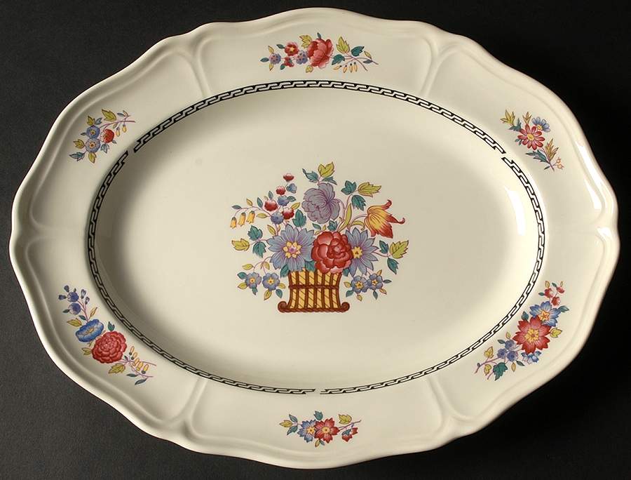 Floral Basket 13" Oval Serving Platter by Wedgwood-1