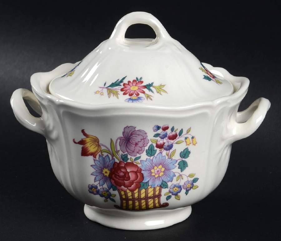 Floral Basket Sugar Bowl & Lid by Wedgwood-1