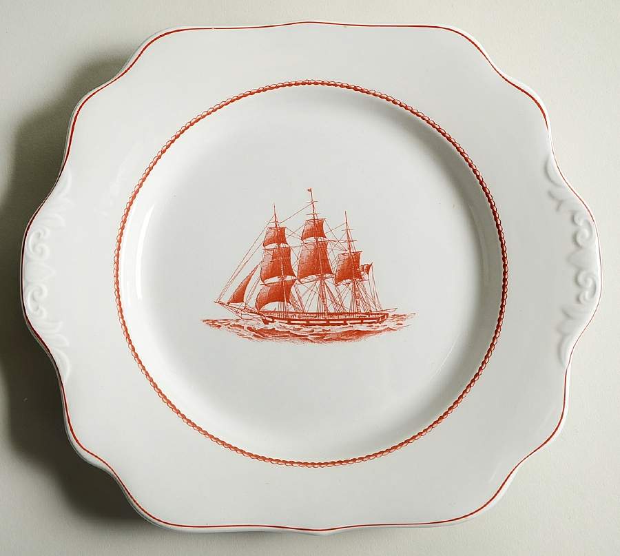 Flying Cloud Rust Square Handled Cake Plate by Wedgwood-1