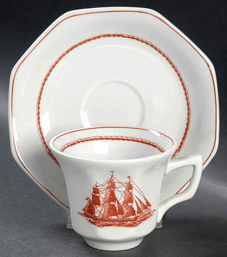 Flying Cloud Rust Flat Demitasse Cup & Saucer Set by Wedgwood-1