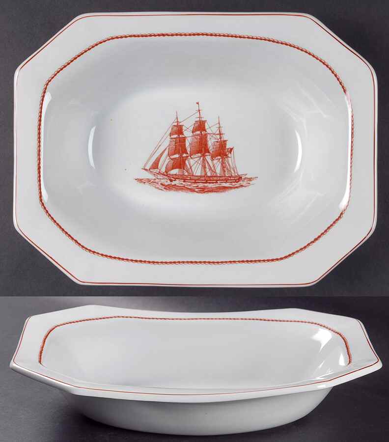 Flying Cloud Rust 10" Oval Vegetable Bowl by Wedgwood-1