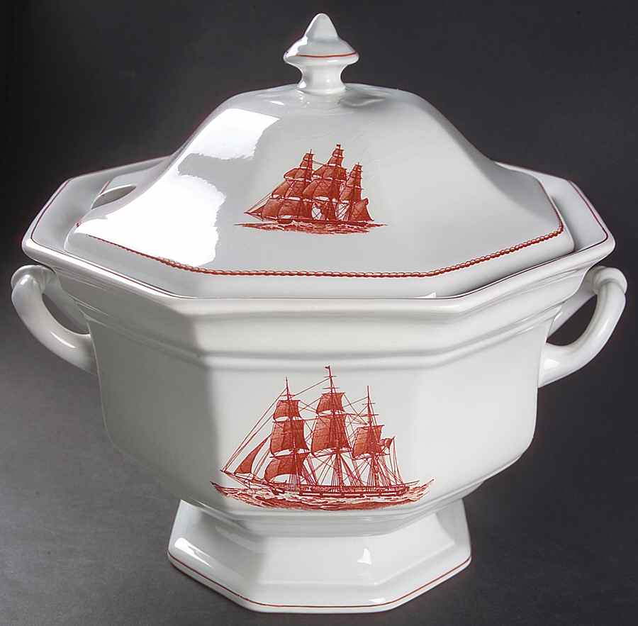 Flying Cloud Rust Octagonal Tureen & Lid by Wedgwood-1