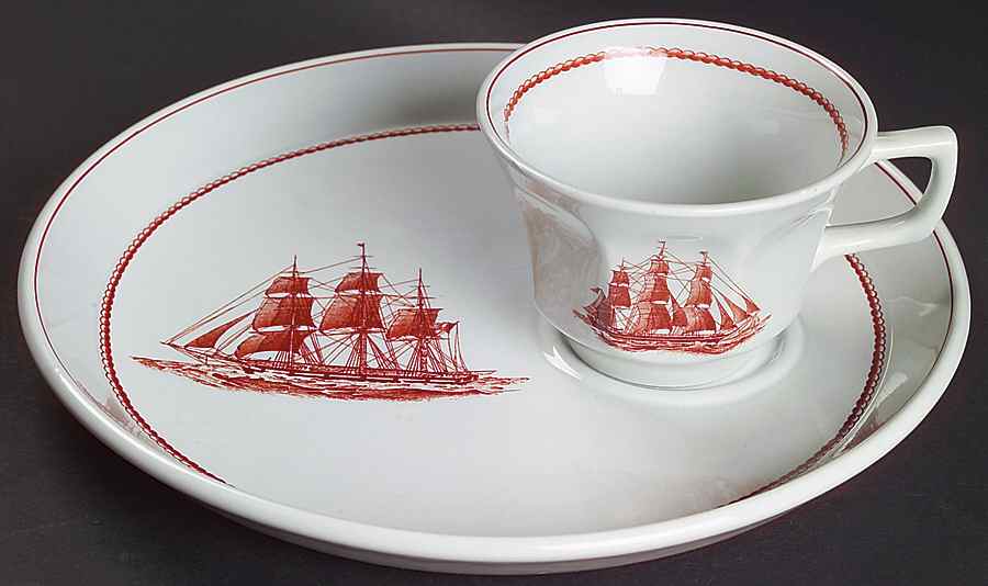 Flying Cloud Rust Snack Plate & Cup Set by Wedgwood-1