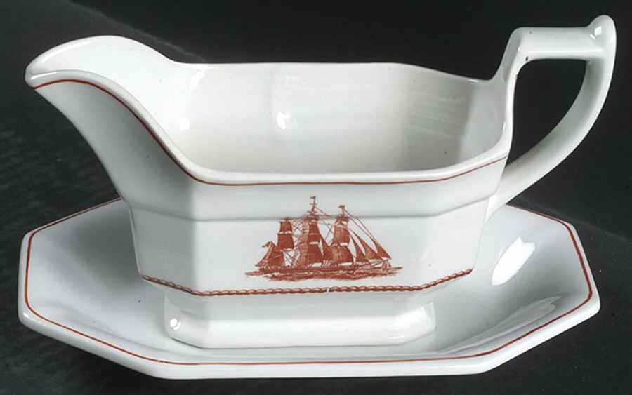 Flying Cloud Rust Gravy Boat & Underplate/Relish by Wedgwood-1