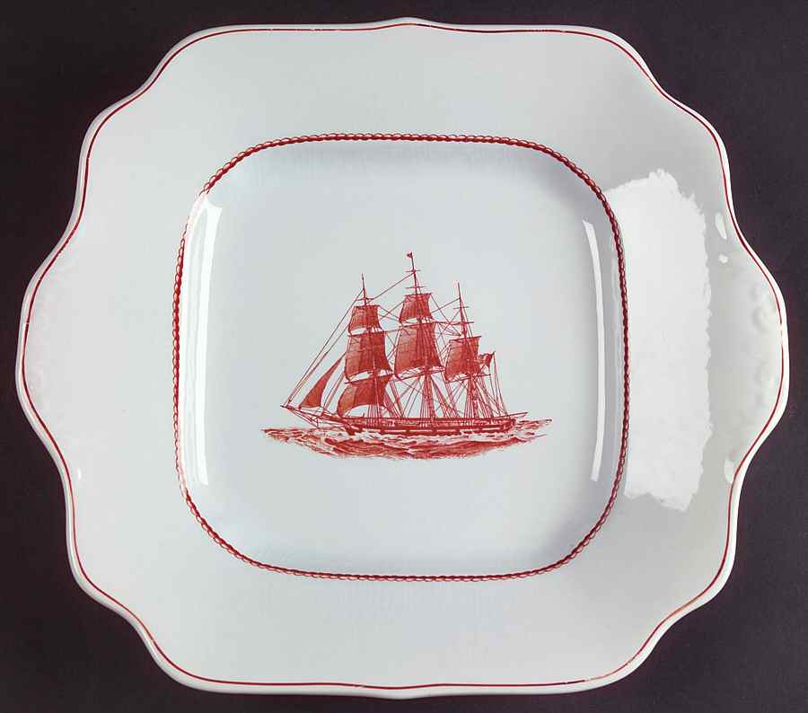 Flying Cloud Rust Square Handled Cake Plate by Wedgwood-1