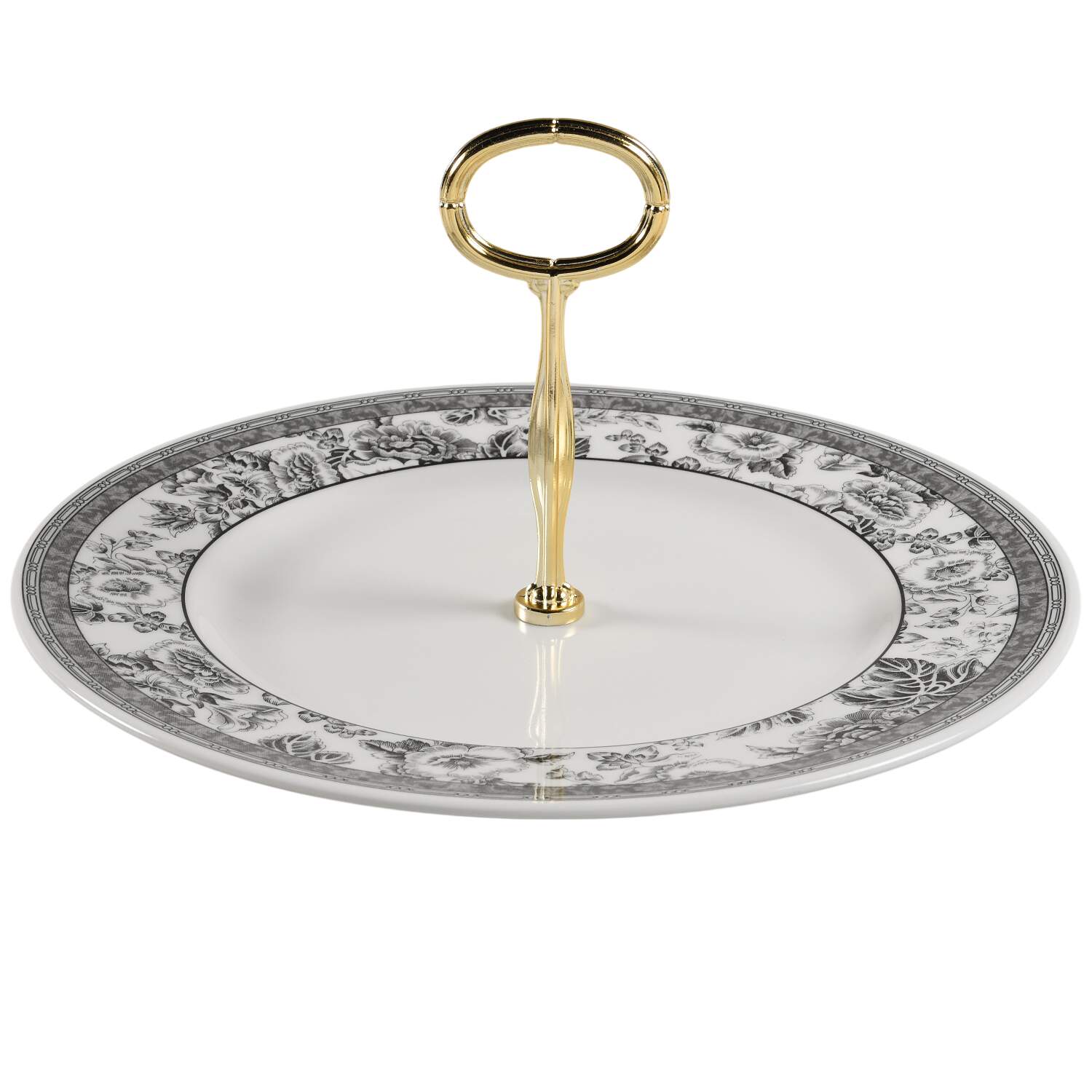 Fleur Damask Round Serving Plate with Center Handle (Dp) Hc by Wedgwood-1