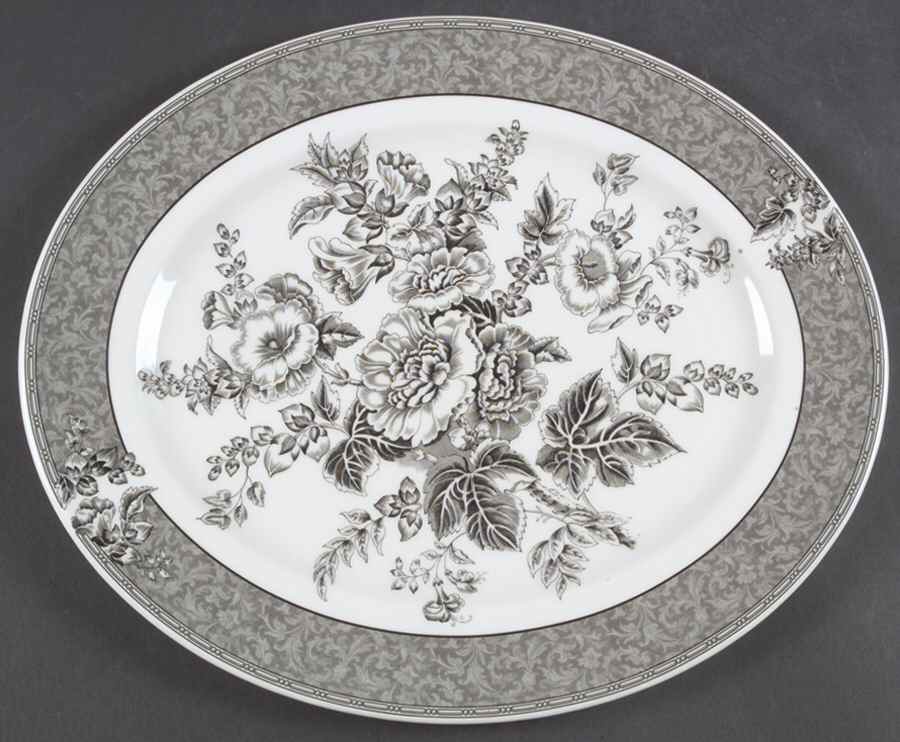 Fleur Damask 14" Oval Serving Platter by Wedgwood-1