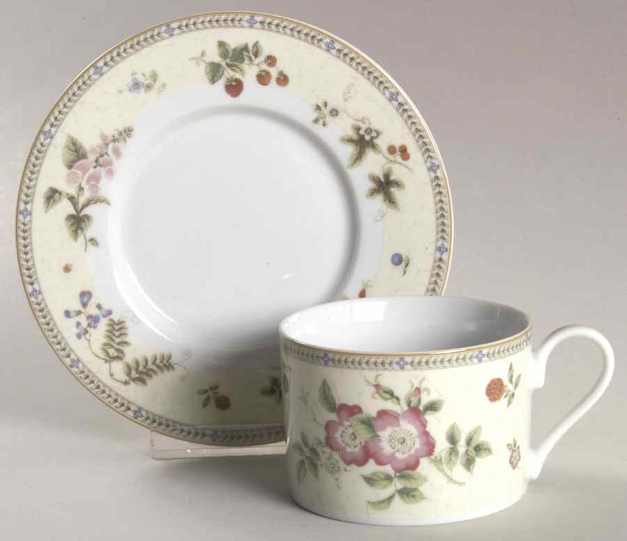 Fleur Flat Cup & Saucer Set by Wedgwood-1