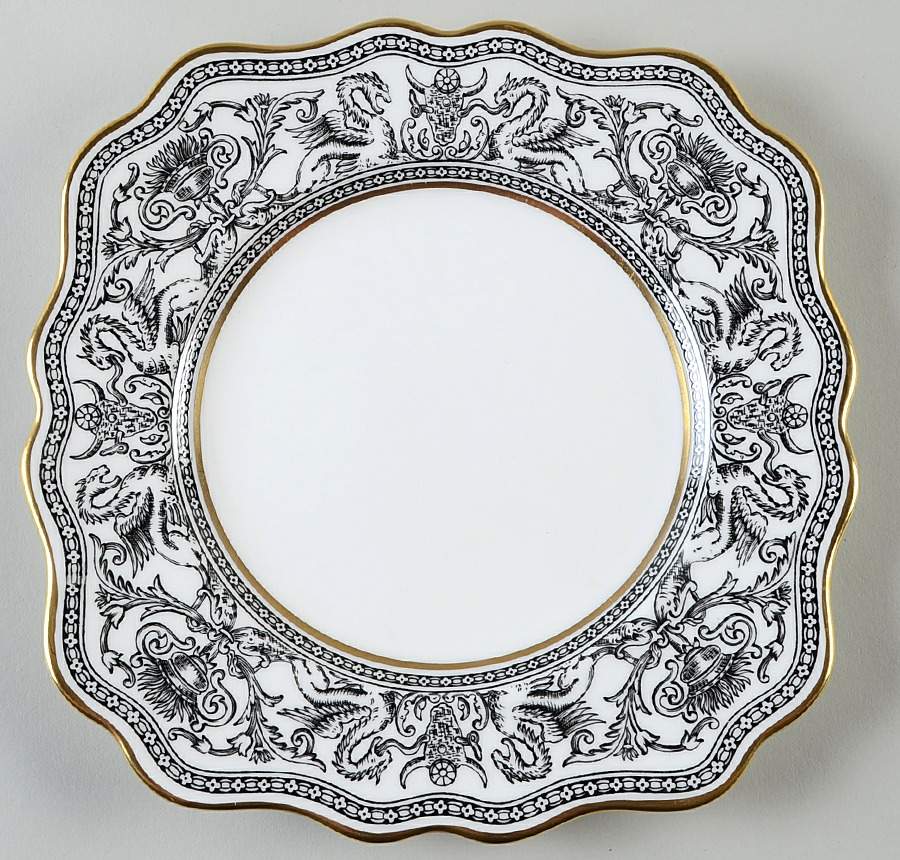 Florentine Black (Black Dragons) Square Luncheon Plate by Wedgwood-1