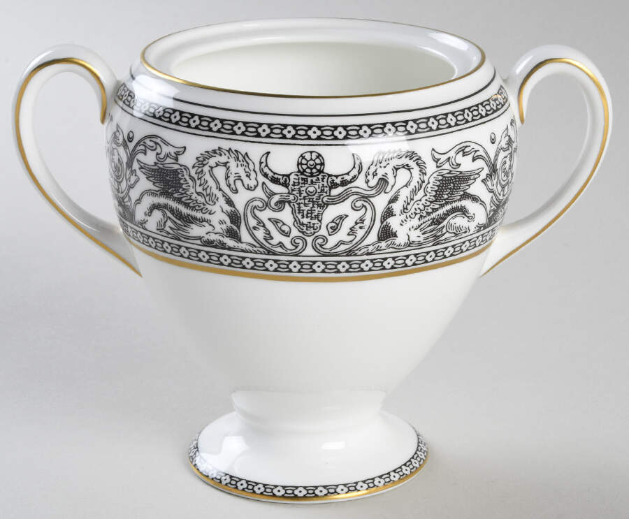 Florentine Black (Black Dragons) Globe Shape Sugar Bowl No Lid by Wedgwood-1
