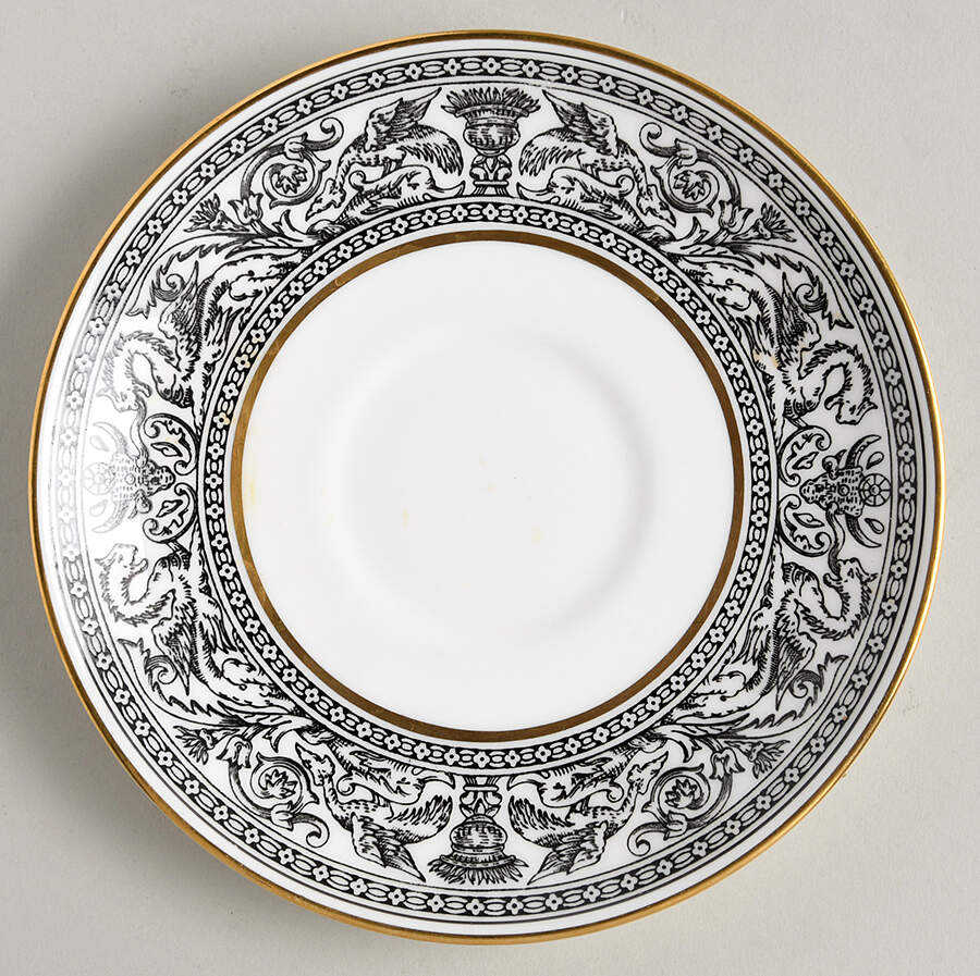 Florentine Black (Black Dragons) Saucer for Leigh Shape Footed Cup by Wedgwood-1