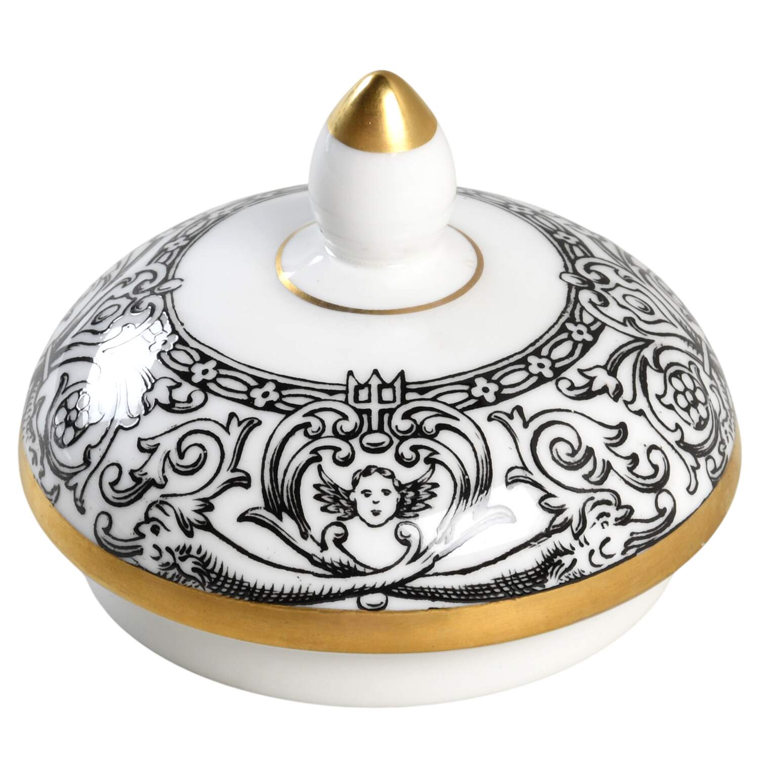 Florentine Black (Black Dragons) Lid for Globe Shape Sugar Bowl by Wedgwood-1