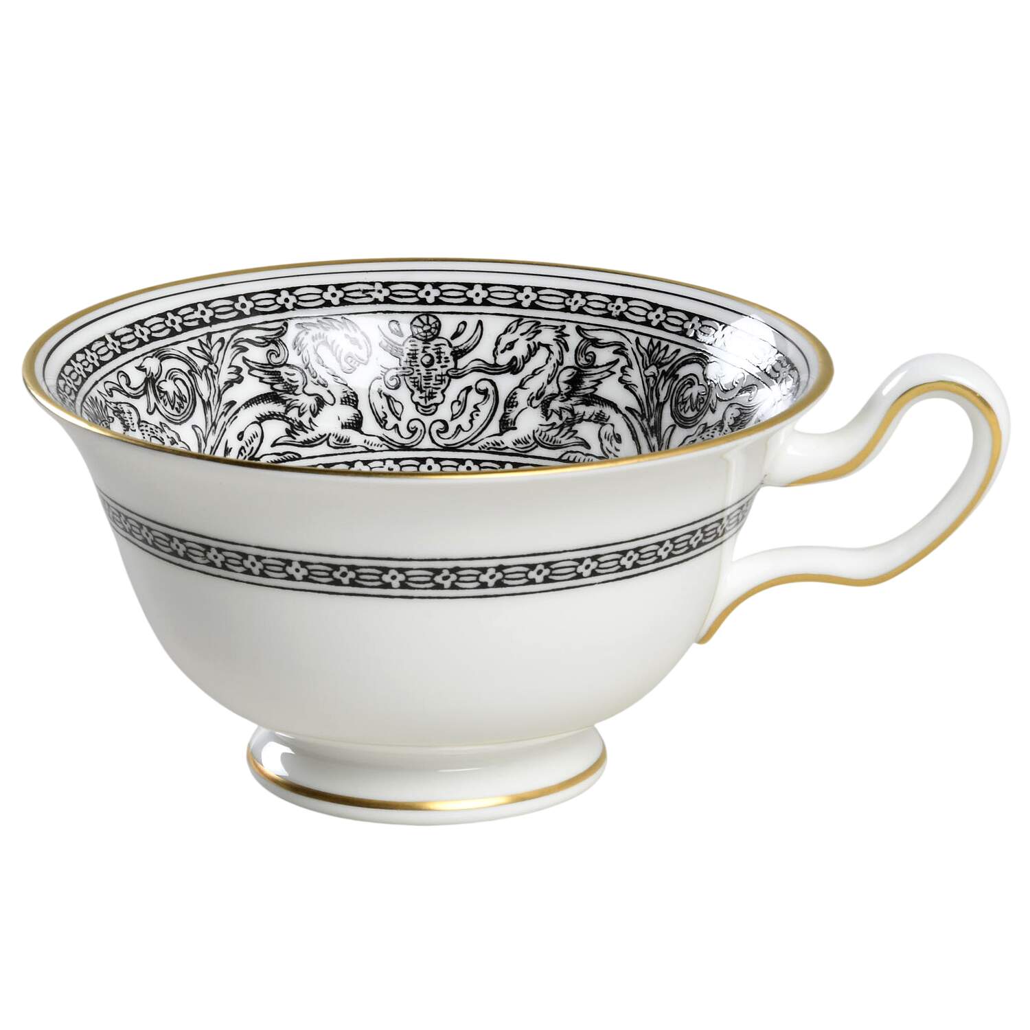 Florentine Black (Black Dragons) Peony Shape Footed Cup by Wedgwood-1