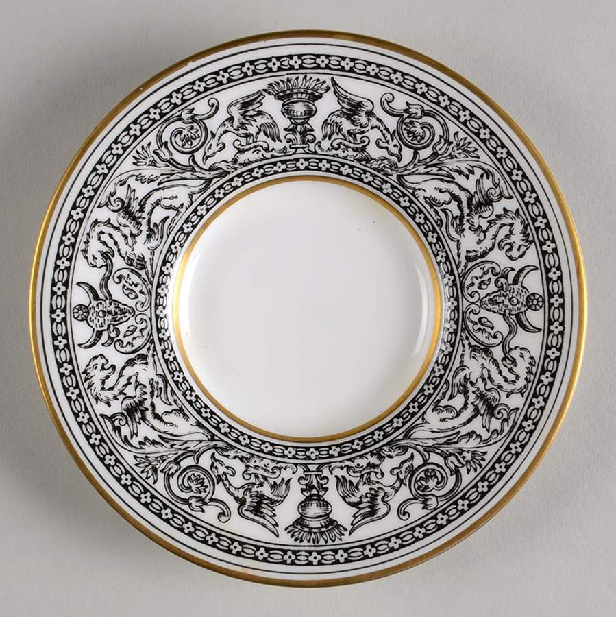 Florentine Black (Black Dragons) Saucer for Bond Shape Demitasse Cup by Wedgwood-1