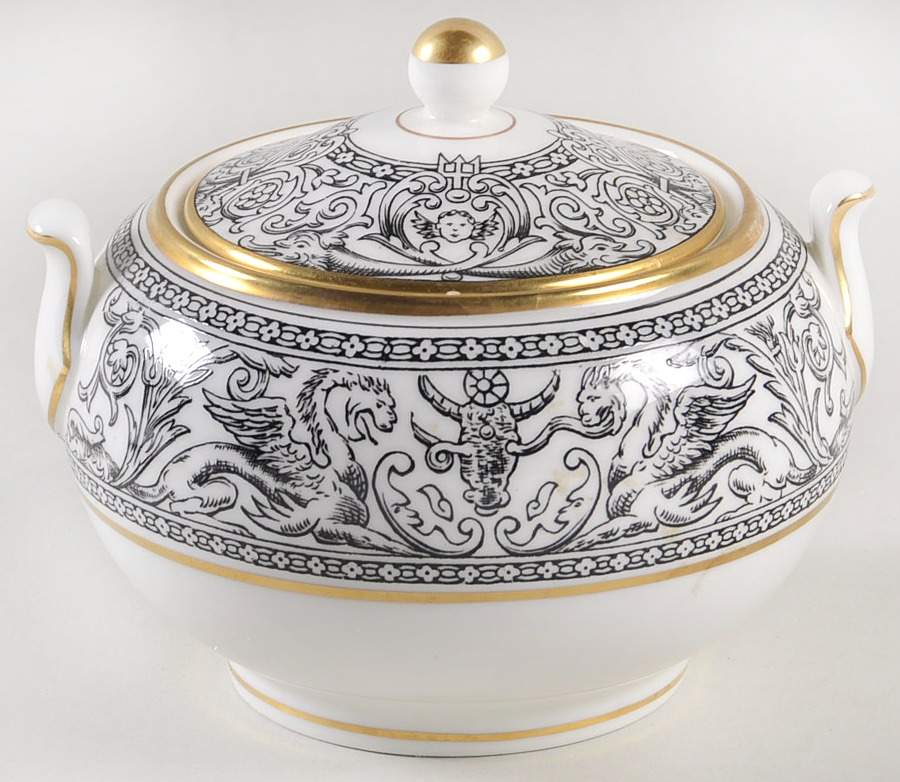 Florentine Black (Black Dragons) 146 Shape Sugar Bowl & Lid by Wedgwood-1