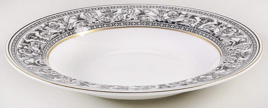 Florentine Black (Black Dragons) Rim Soup Bowl by Wedgwood-1
