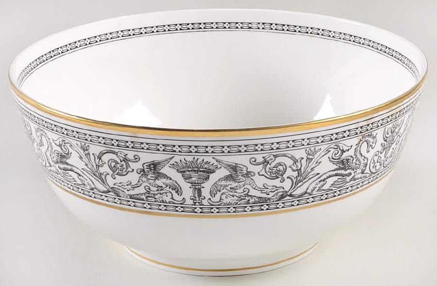 Florentine Black (Black Dragons) 9" Salad Serving Bowl by Wedgwood-1