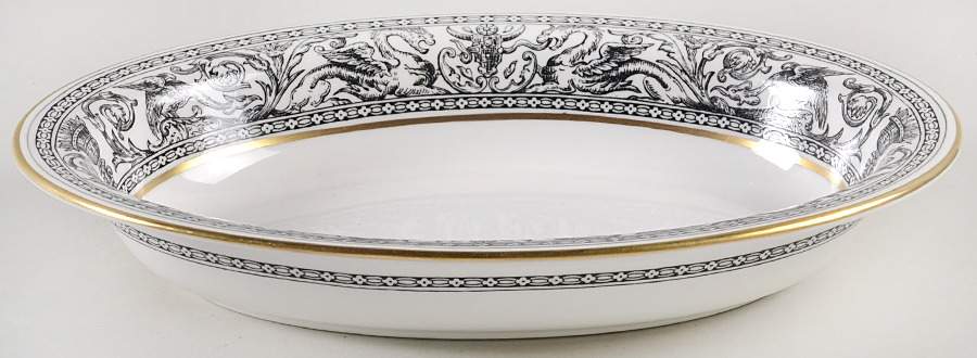 Florentine Black (Black Dragons) 10" Oval Vegetable Bowl by Wedgwood-1