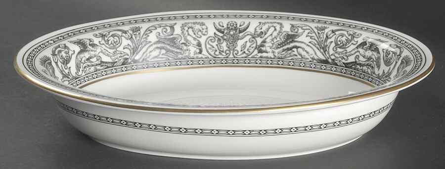 Florentine Black (Black Dragons) 10" Oval Vegetable Bowl by Wedgwood-1