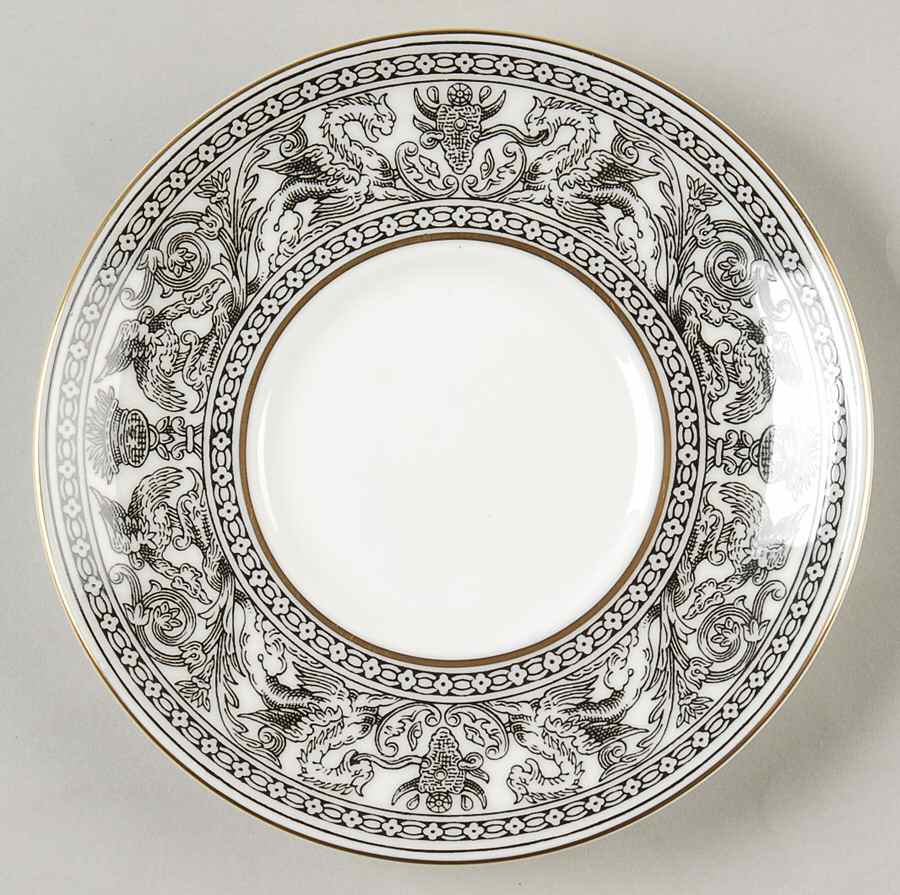Florentine Black (Black Dragons) Saucer for Bond Shape Demitasse Cup by Wedgwood-1