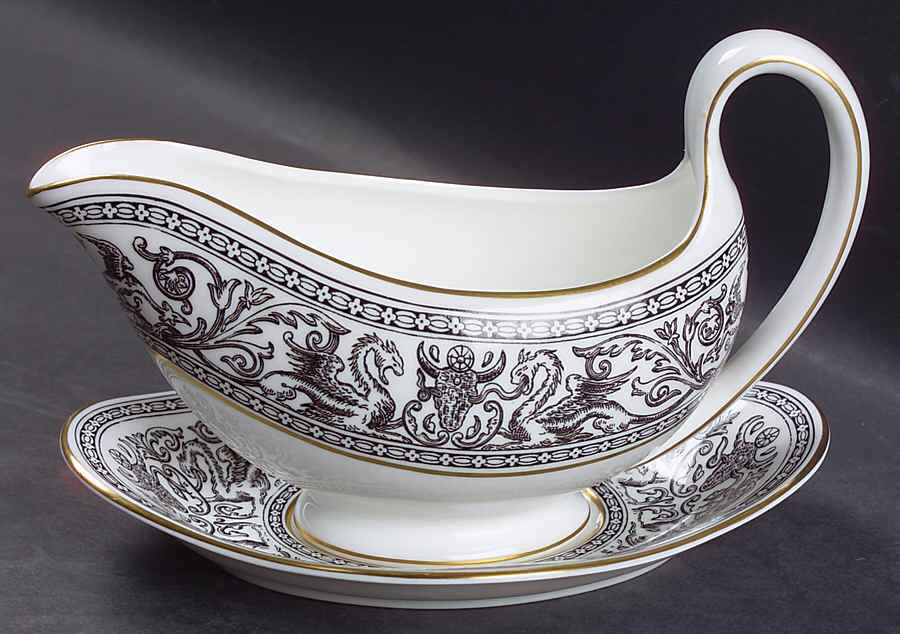 Florentine Black (Black Dragons) Gravy Boat & Underplate by Wedgwood-1