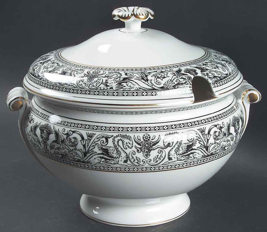 Florentine Black (Black Dragons) Tureen &  Lid by Wedgwood-1