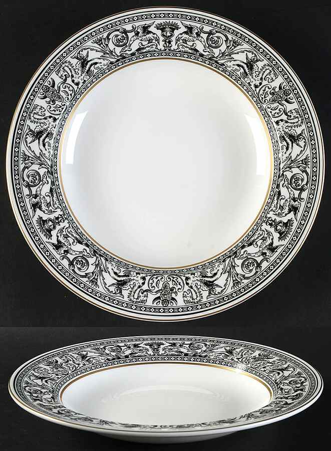 Florentine Black (Black Dragons) Large Rim Soup Bowl by Wedgwood-1