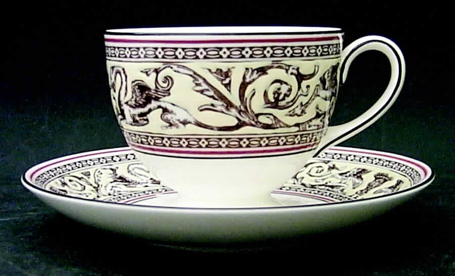 Florentine Brown (Brown Fruit Center) Footed Cup & Saucer Set by Wedgwood-1