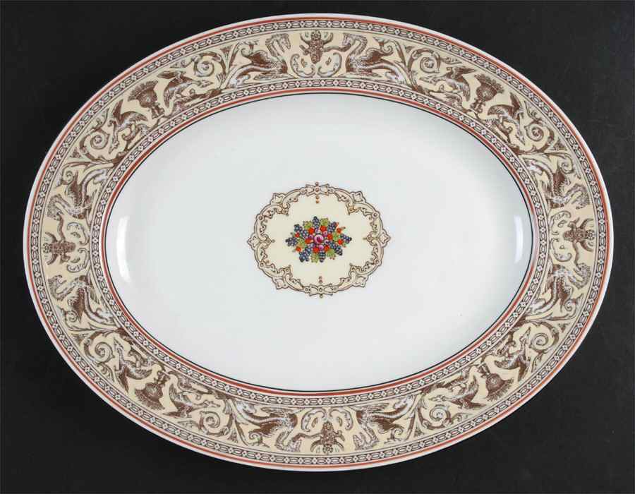 Florentine Brown (Brown Fruit Center) 14" Oval Serving Platter by Wedgwood-1