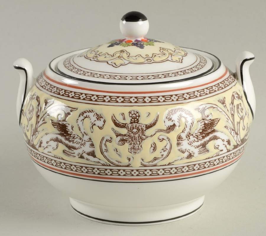 Florentine Brown (Brown Fruit Center) 146 Shape Sugar Bowl & Lid by Wedgwood-1