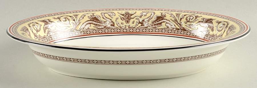 Florentine Brown (Brown Fruit Center) 10" Oval Vegetable Bowl by Wedgwood-1
